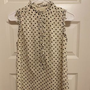 Black and Cream Polka Dot Sleeveless Blouse